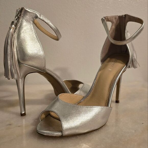 Botkier Anna Silver Leather Ankle Strap High-Heel Sandals 9.5 - Picture 2 of 13